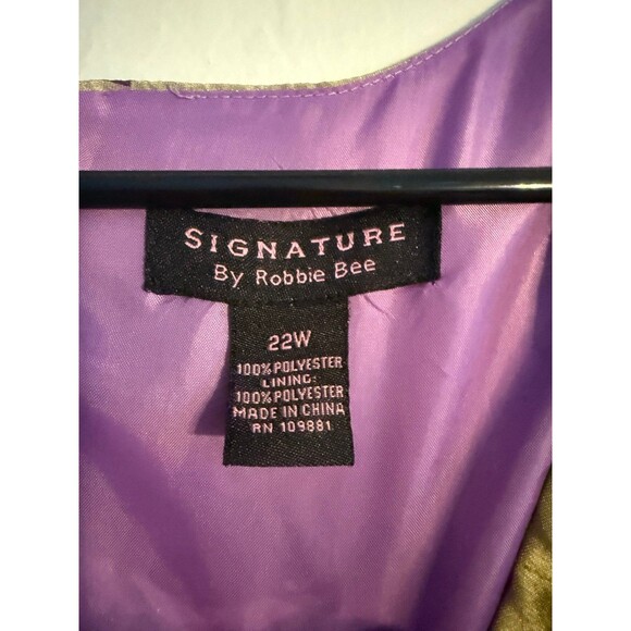 Signature By Robbie Bee Women Purple Green Floral Vibrant V-Neck Dress Size 22W - Picture 4 of 11